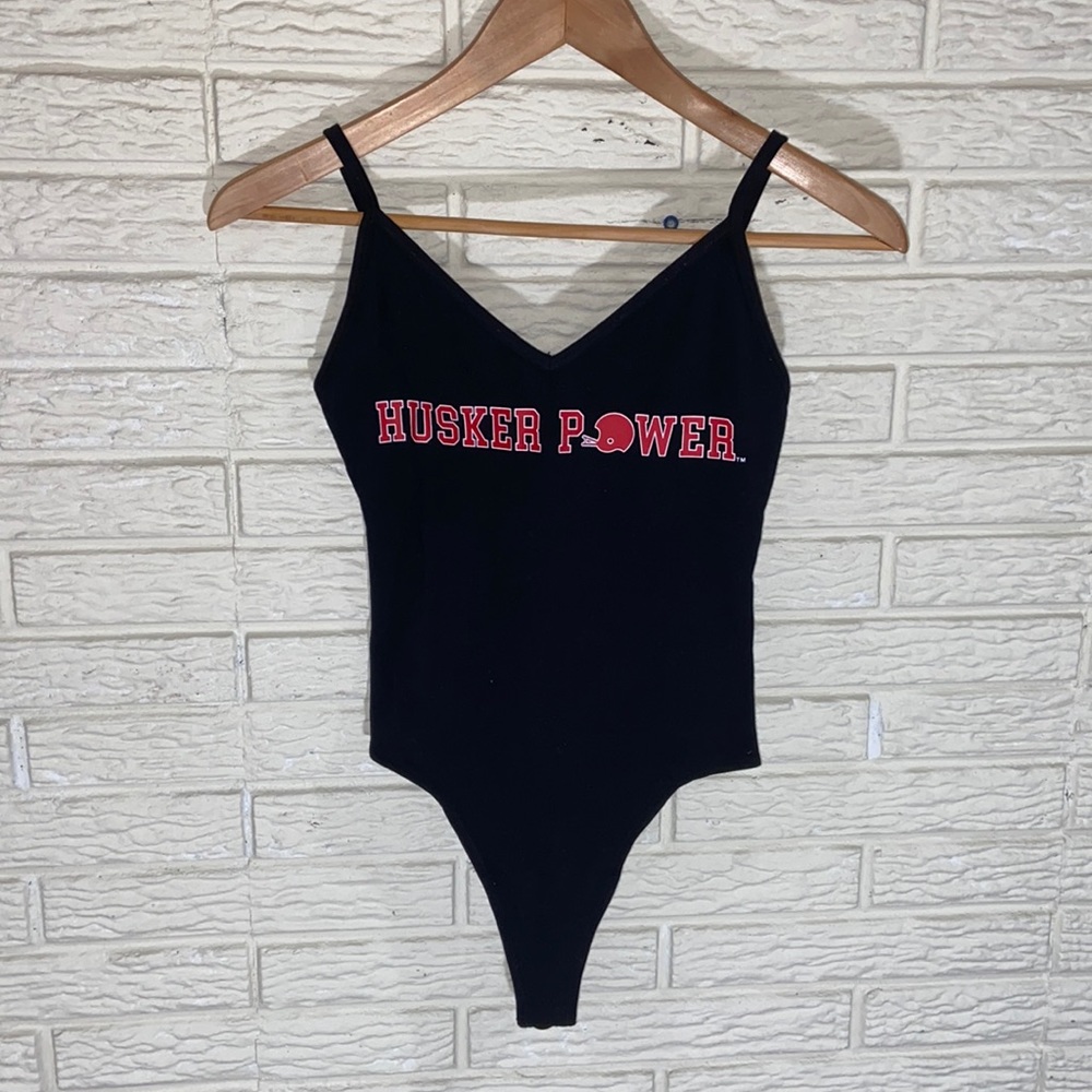 Victorias Secret Pink Nebraska Cornhuskers Husker Power Bodysuit NWT Size Small